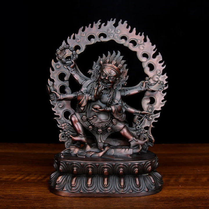 Buddha Stones Tibetaanse Mahakala Bodhisattva beeldje, mededogen, koperen beeldje, decoratie - Paars - image 3