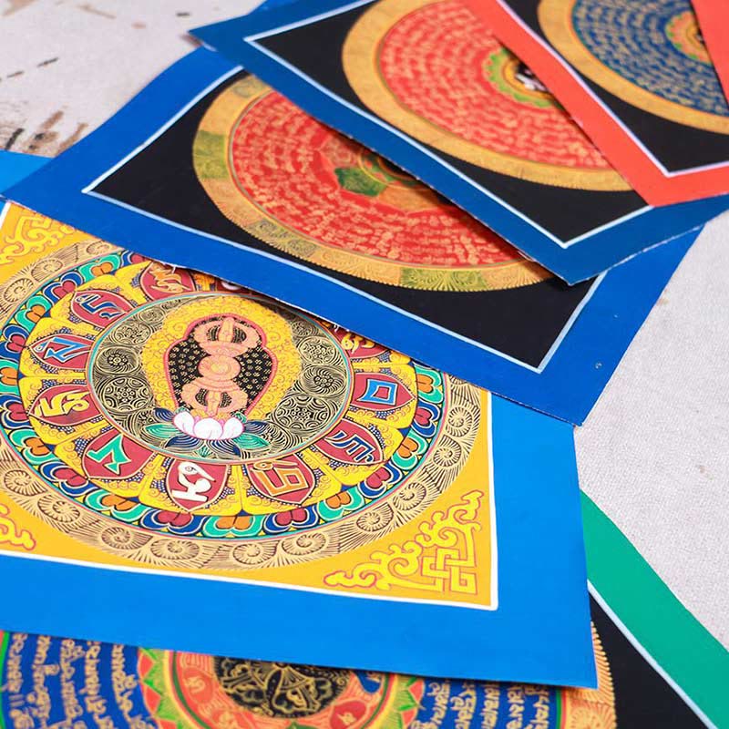 Buddha Stones Tibetaanse handgemaakte Thangka -schilderij, zegening Thangka blind box met willekeurig kleurenpatroon - image 1