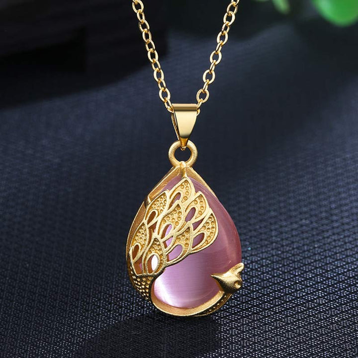 Roze kristalgroene chalcedoon pauw koperen rustgevende liefde Ketting - Roze kristal (Verzachtend ♥ Warmte) - image 0