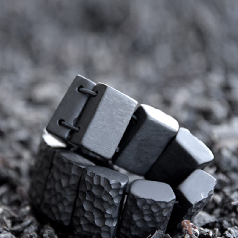 Buddha Stones Vintage Armband met ebbenhouten textuur en vredesmotief - image 6