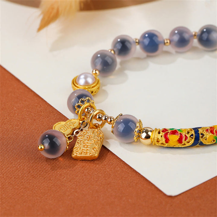 Buddha Stones Natuurlijke blauwe snoepagaat amulet Armband - image 3