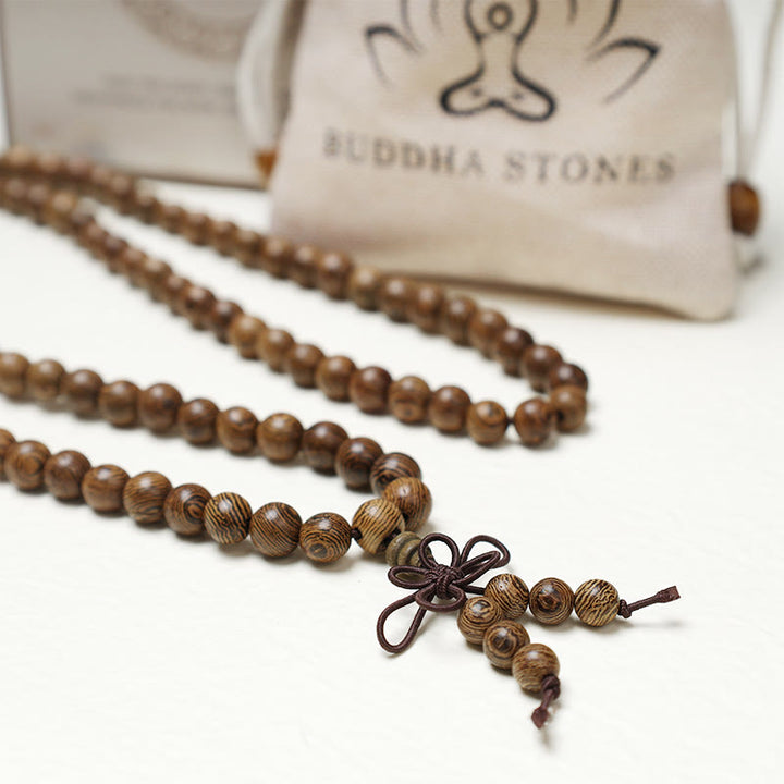 Buddha Stones 108 Mala kralen Armband voor gebed en meditatie, sandelhout, elastisch - image 18