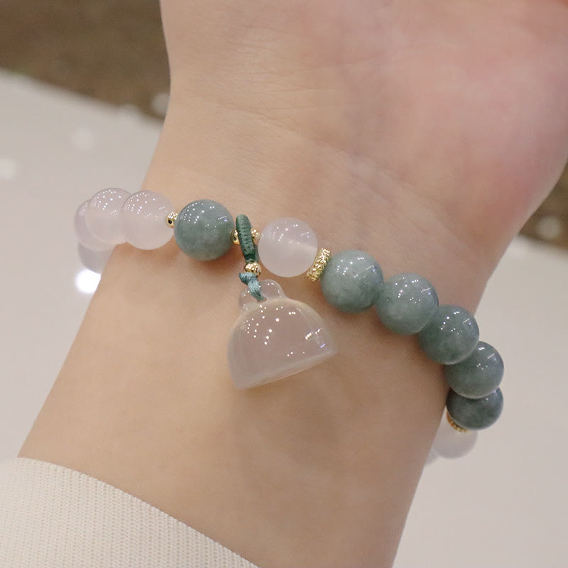 Buddha Stones Witte agaat jade lotusbloem vredesgesp Armband - image 3