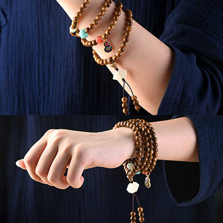 Buddha Stones Tibetaanse rozenhouten beschermende kalmerende Armband (Mala) - image 20