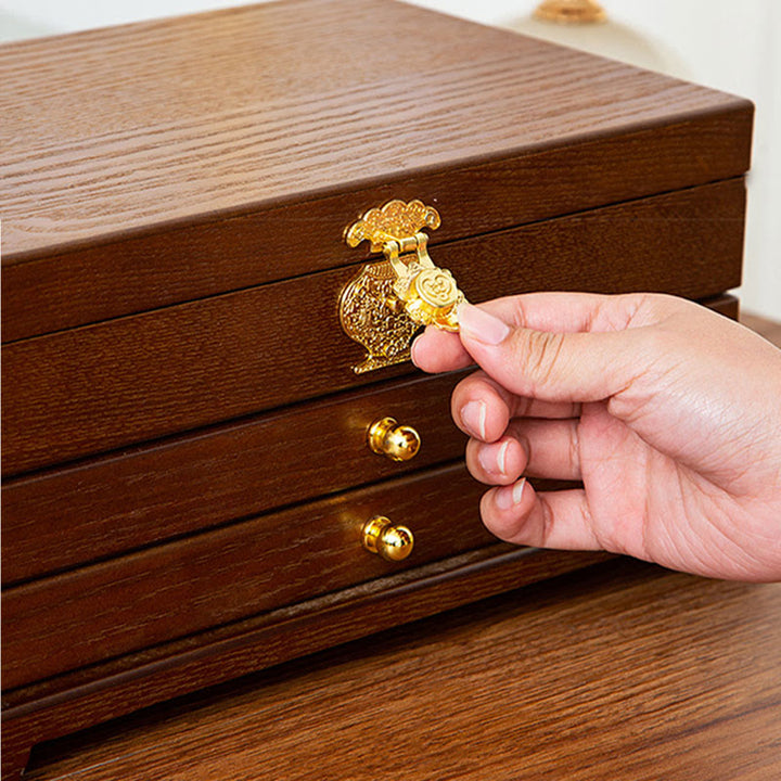Buddha Stones Retro houten sieradendoos met drie lagen . - image 8