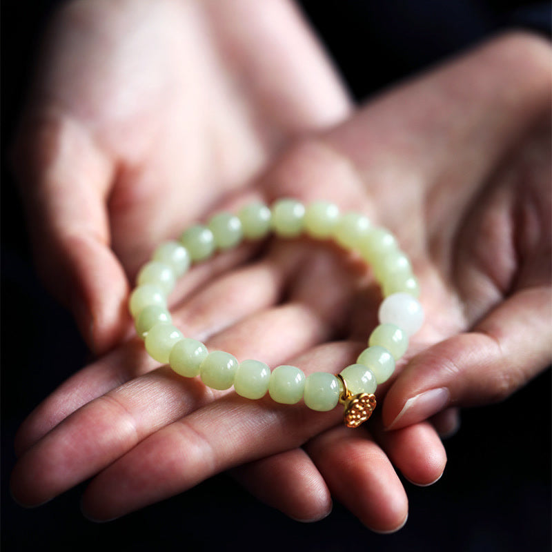 Buddha Stones Verstelbare Armband met jade lotusbloem en overvloed - image 5