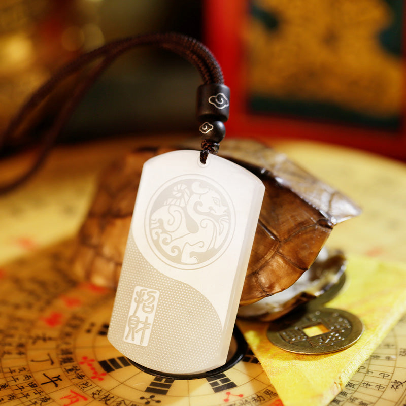 Buddha Stones Witte jade PiXiu Yin Yang geluks- en Ketting - image 6