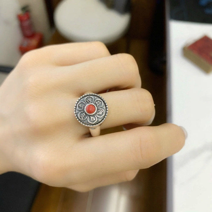 Buddha Stones Tibetaanse Om Mani Padme Hum Peace draaibare Ring - image 5