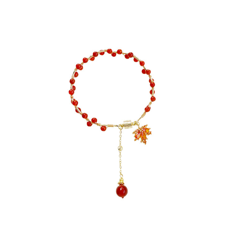 Buddha Stones Armband met gelukshanger in de vorm van een rood esdoornblad - image 15