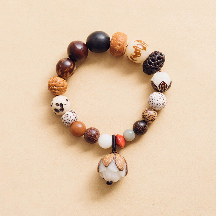 Buddha Stones Bodhizaad Lotus Wijsheid Vrede Pols Mala Armband - 14-15 cm - image 0