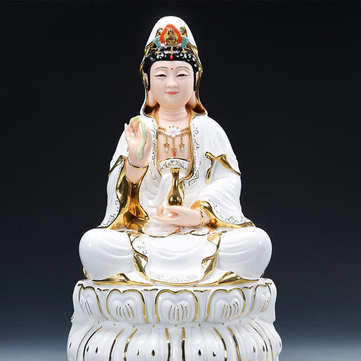 Buddha Stones Chenrezig Bodhisattva Avalokitesvara Succes Keramisch Beeld Huisdecoratie - 26*15 cm - image 1