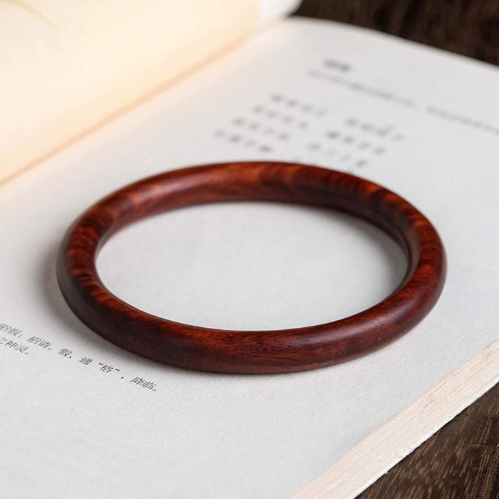 Buddha Stones Tibetaanse armband met kleine blaadjes, rood sandelhout en ebbenhout , Bangle-armband - Kleinbladig rood sandelhout - 64 mm - image 2