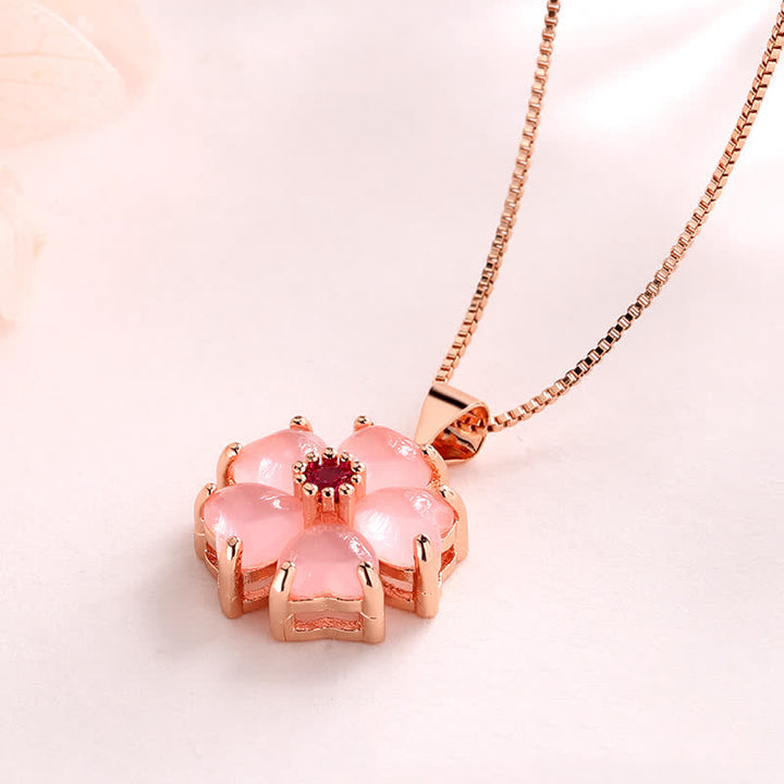 Buddha Stones Roze kristallen liefdeshart bloem rustgevende Ketting - image 3