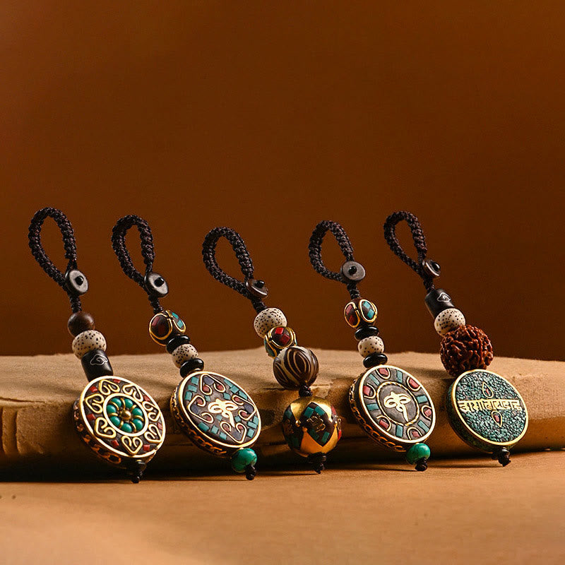 Buddha Stones Tibetaanse Om Mani Padme Hum Bodhi Seed Peace sleutelhanger - image 1