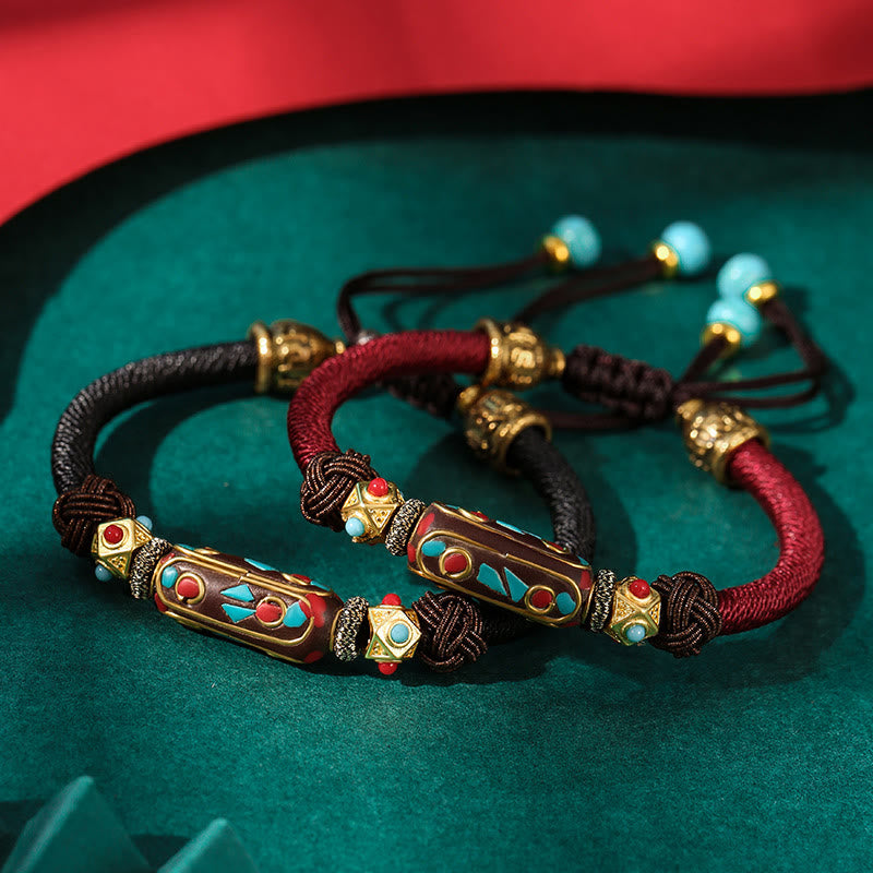 Buddha Stones Handgemaakte Tibetaanse turquoise Om Mani Padme Hum Kracht gevlochten Armband - image 0