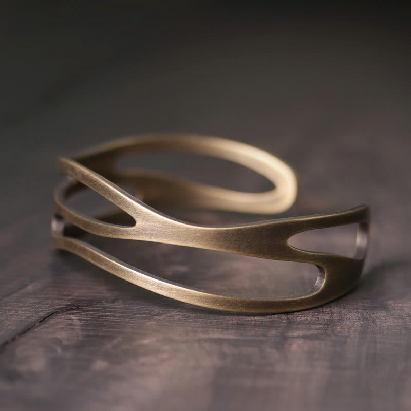 Buddha Stones Bangle gebogen koperen messing Manchetarmband - 55 mm (verstelbaar) - image 0