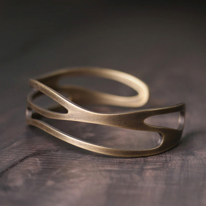 Buddha Stones Bangle gebogen koperen messing Manchetarmband - 55 mm (verstelbaar) - image 0