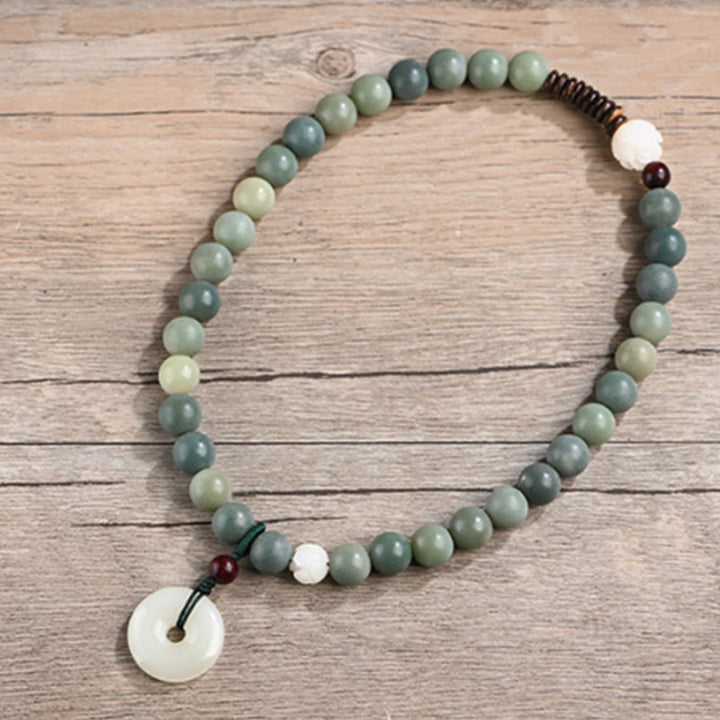 Buddha Stones Cyaan Bodhizaad Lotus Jade Vredesgesp Wijsheid Dubbele Armband - image 12