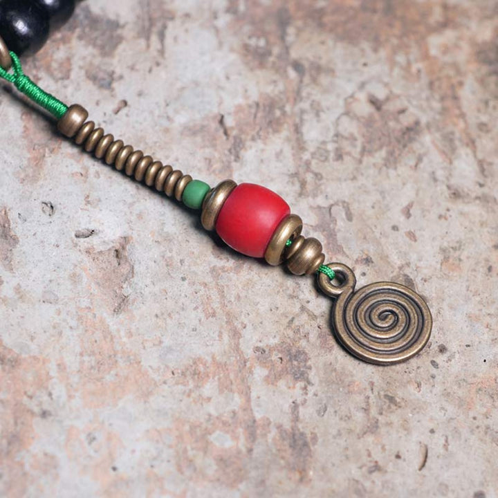 Buddha Stones 108 kralen Mala van ebbenhout, dzi-kralen, koperen Armband met kwastje - image 11