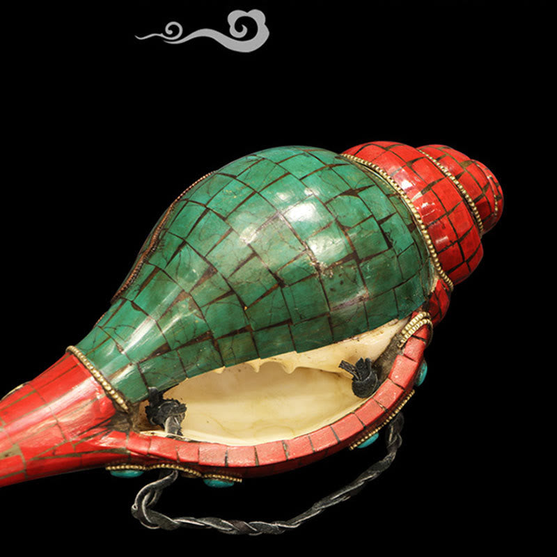 Tibetaanse handgemaakte Shankha Om Mani Padme Hum Boeddha Conch Shell Lucky Decoratie - image 8