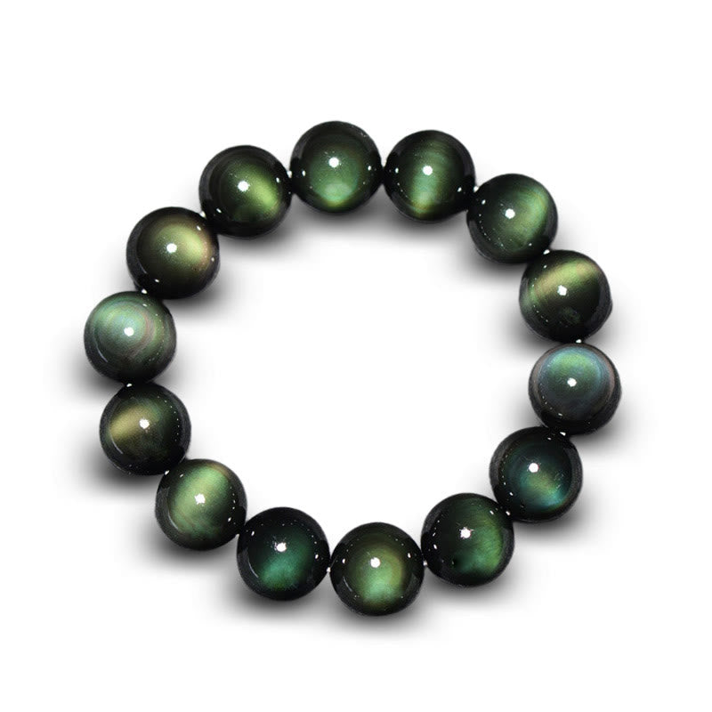 Buddha Stones Natuurlijke Armband van groene obsidiaan, symbool van rijkdom. - 20mm(Polsomtrek 14-17 cm) - image 0