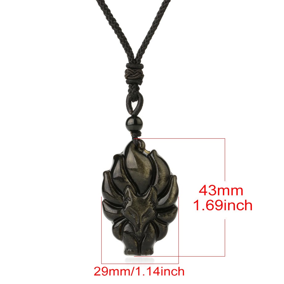 Buddha Stones Natuurlijke fluoriet gouden obsidiaan vossenhanger Ketting - image 13