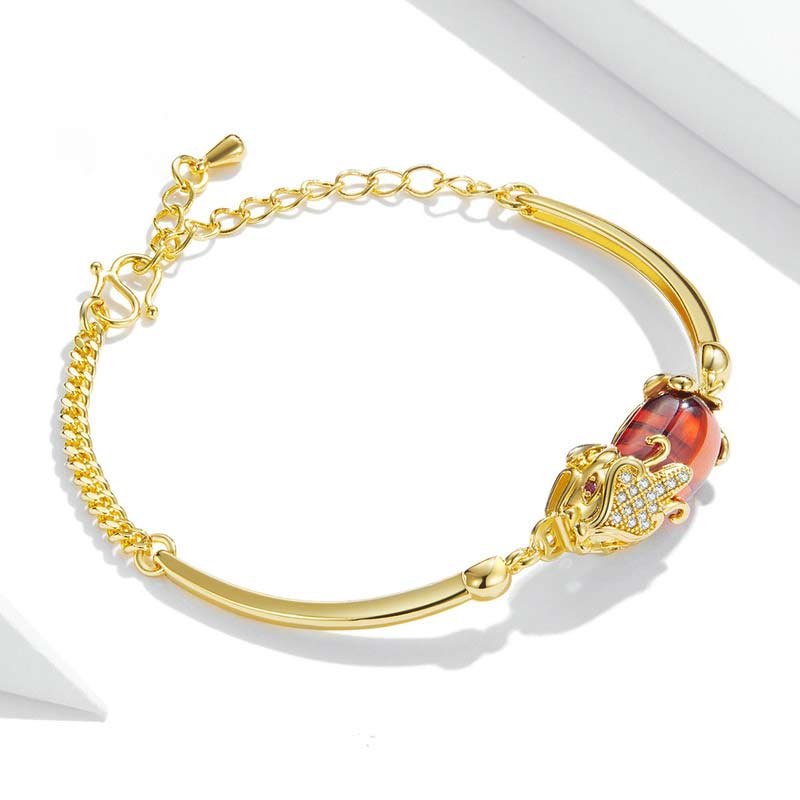 Feng Shui Gouden Rode Agaat PiXiu Armband voor Rijkdom en Geluk - image 4