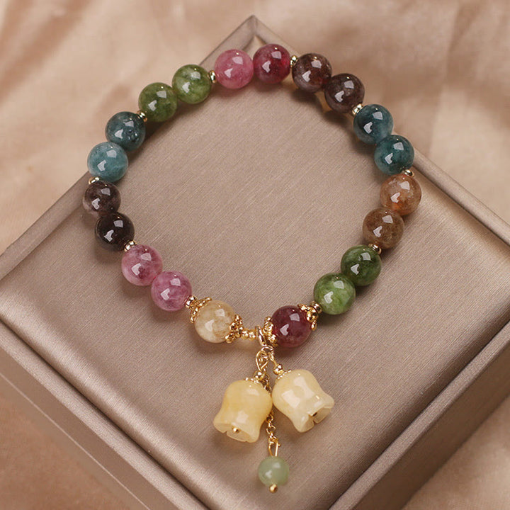 Buddha Stones Natuurlijke kleurrijke toermalijn bloemkralen Armband - image 5