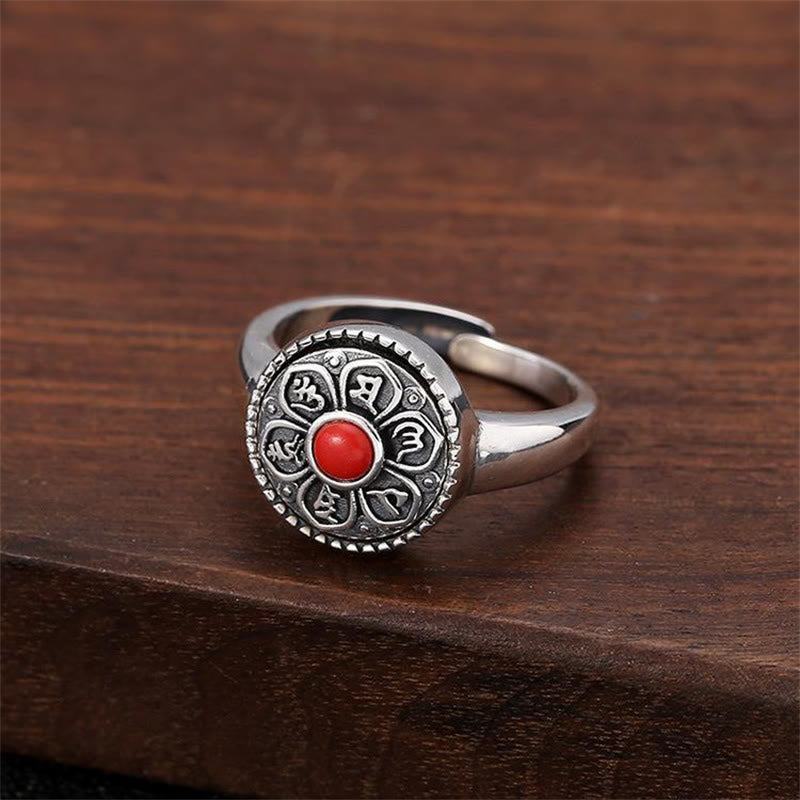 Buddha Stones Tibetaanse Om Mani Padme Hum Peace draaibare Ring - Red Om Mani Padme Hum - image 2