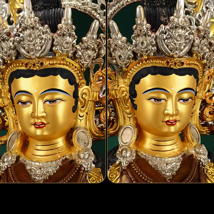 Buddha Stones Bodhisattva Groene Tara Hoop Koperen Beeld Decoratie - image 10