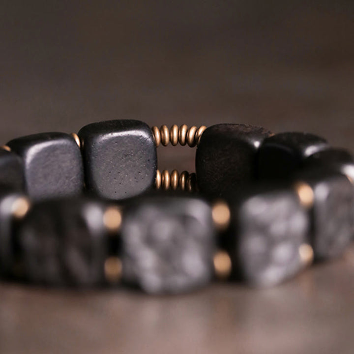Buddha Stones Retro armband in ebbenhoutstructuur met koperen Armband. - image 5