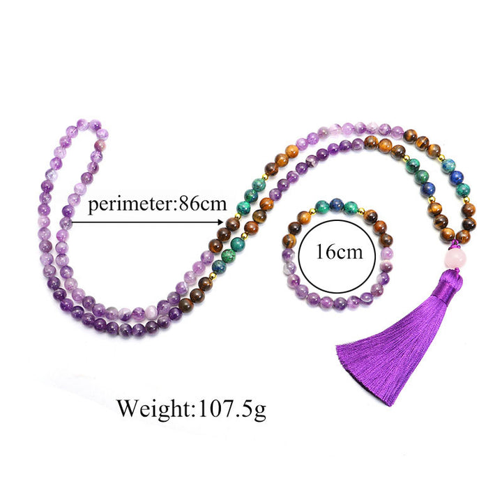 Buddha Stones Tibetaanse amethist zuiverende Armband Mala set - image 4