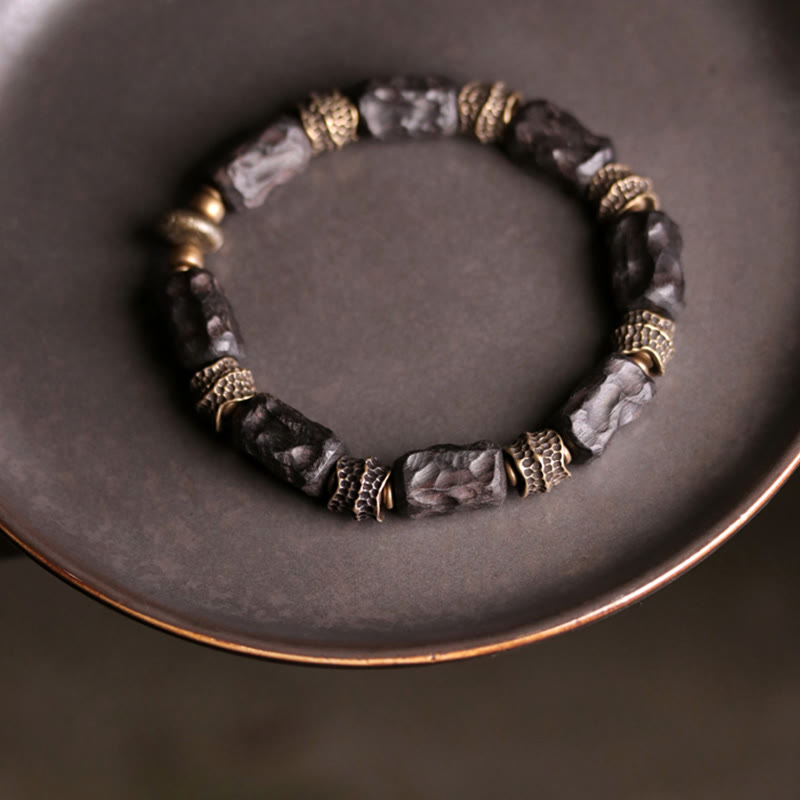 Buddha Stones Tibetaanse Armband van ebbenhout en koper, symbool voor rust en vrede. - image 5