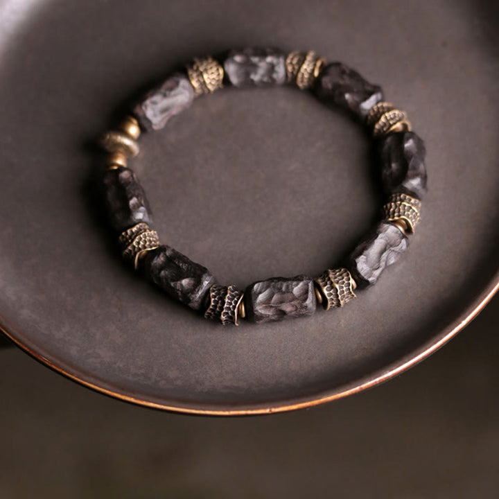 Buddha Stones Tibetaanse Armband van ebbenhout en koper, symbool voor rust en vrede. - image 5