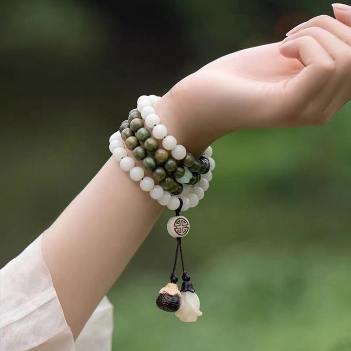 Buddha Stones Natuurlijke groene sandelhout bodhi-zaadjes kalmerende Armband - image 5