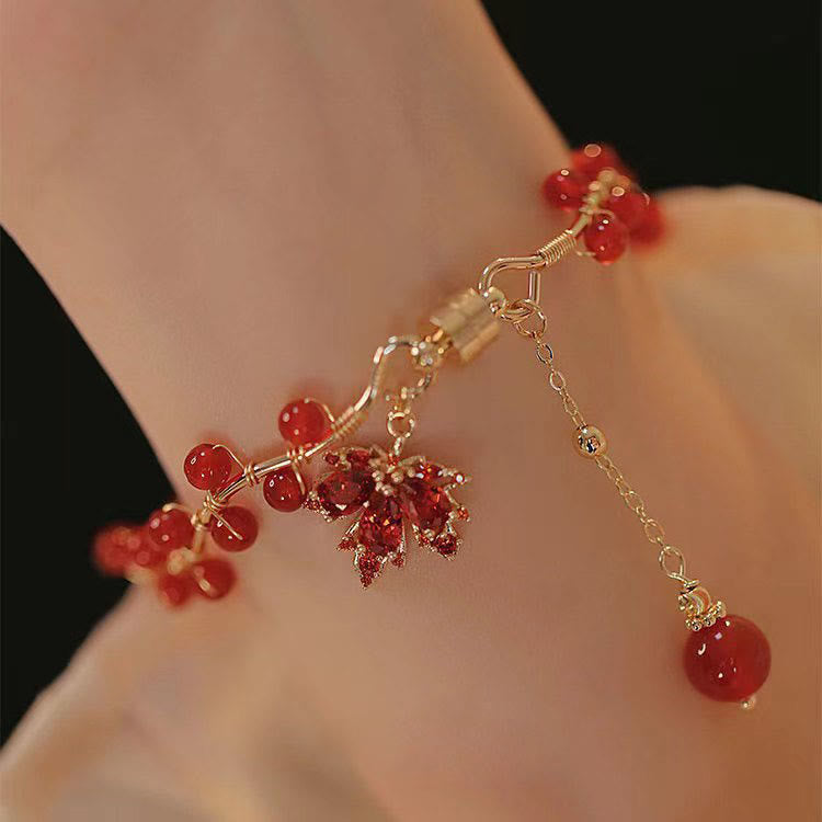 Buddha Stones Armband met gelukshanger in de vorm van een rood esdoornblad - image 7