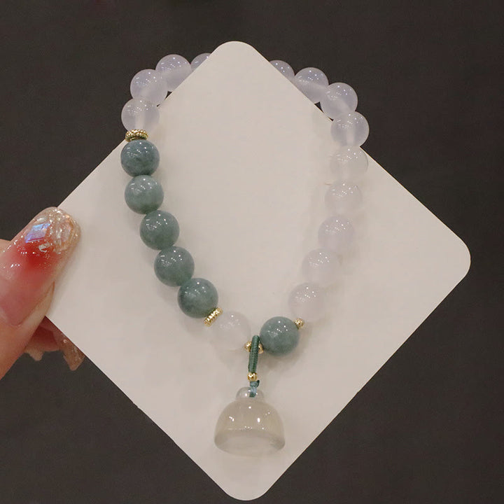 Buddha Stones Witte agaat jade lotusbloem vredesgesp Armband - image 4