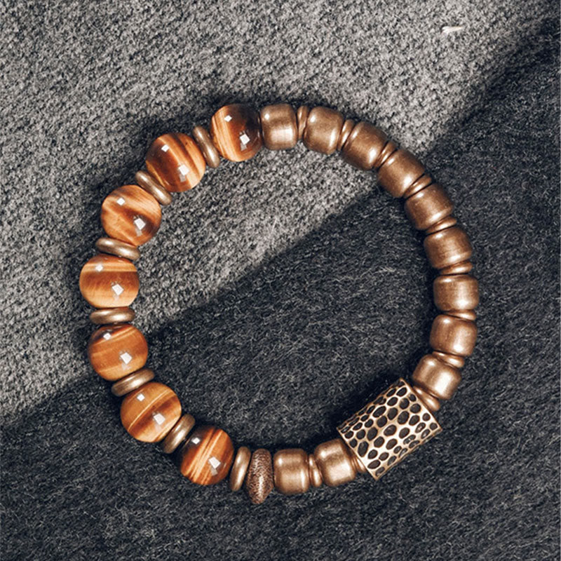 Buddha Stones Beschermende Armband van koper met tijgeroogsteen - image 1