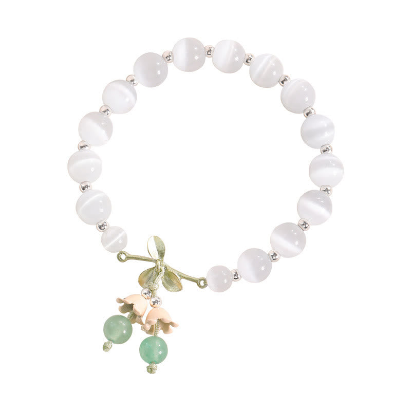 Buddha Stones Armband met bedeltjes van kattenoog, groene aventurijn, blauwe chalcedoon, roze kristal en vredesorchidee. - image 1