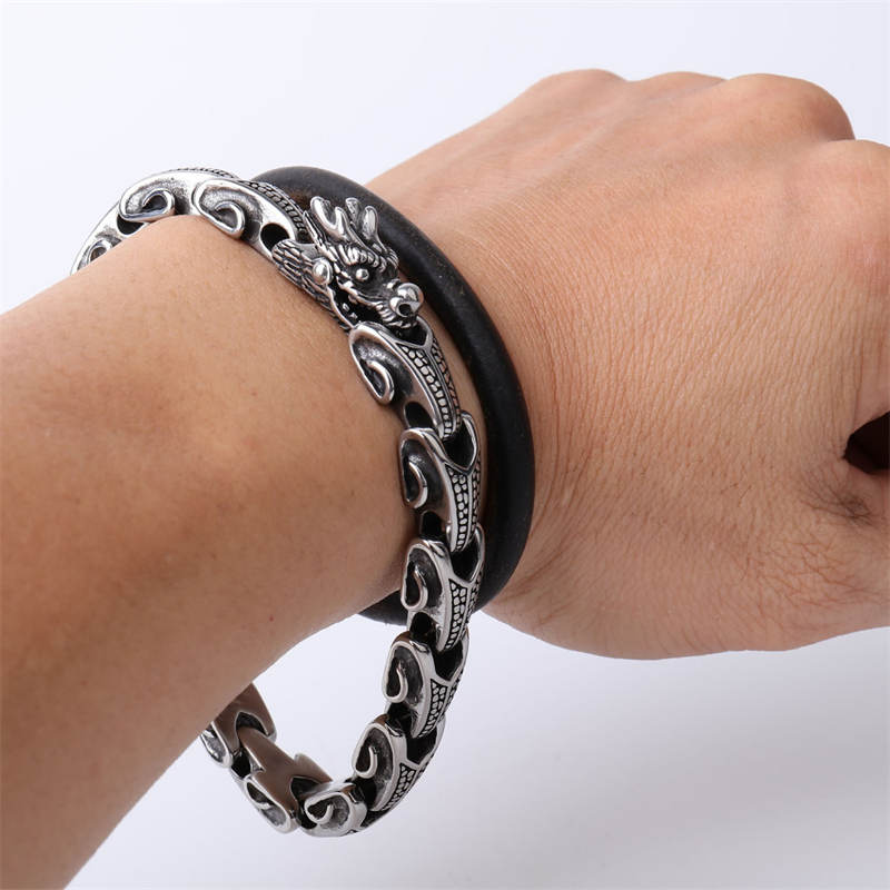 Buddha Stones Bangle-armband van titaniumstaal met geluksmotief - image 3