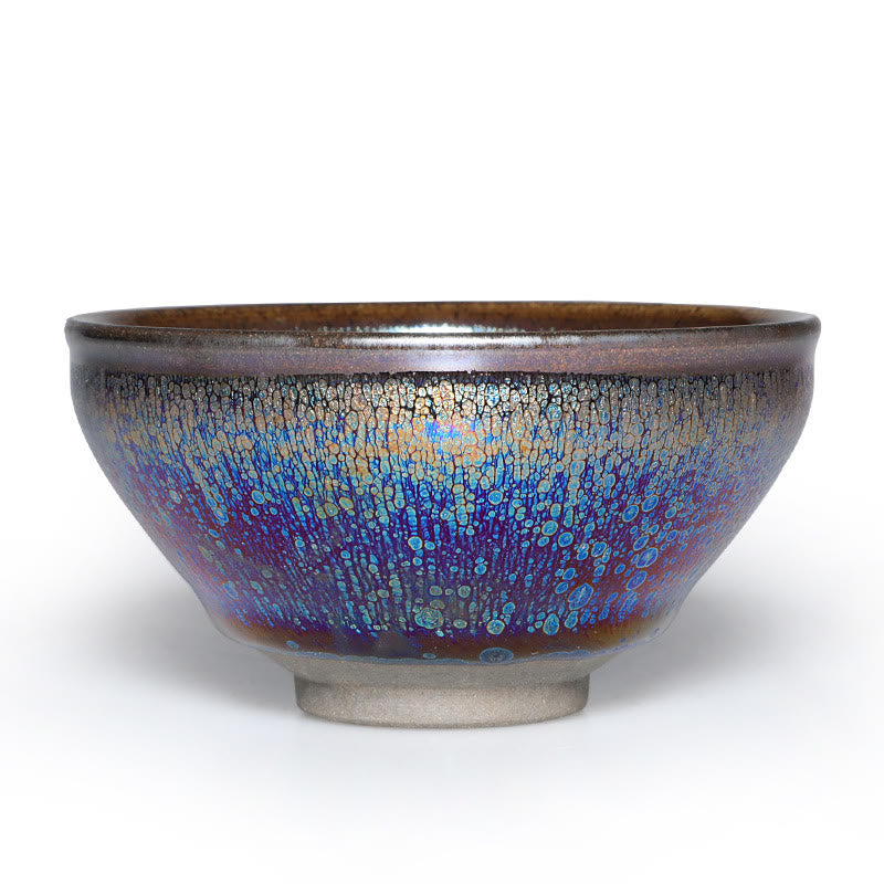 Buddha Stones Chinese Jianzhan blauw geglazuurde keramische theekop Tenmoku Kung Fu Theekopje met geschenkdoos - Beker 9,2 cm * 5 cm * 200 ml - image 1
