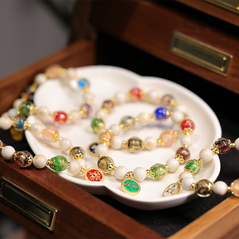 Buddha Stones Tibetaanse Vijf Goden van Rijkdom en Geluk Liuli Glazen Kraal Wierook As Porseleinen Kraal Charm Armband - image 1