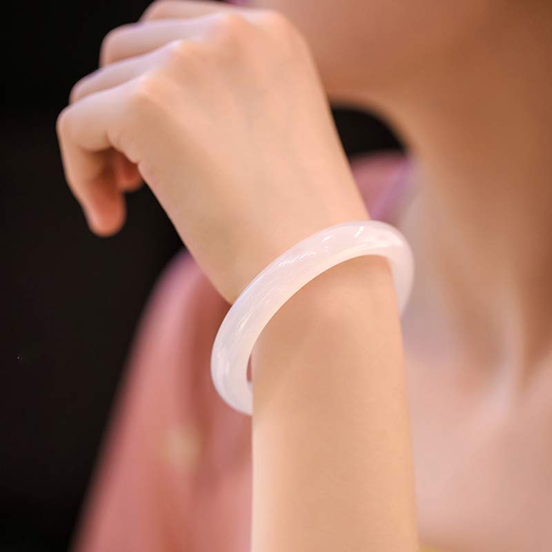 Buddha Stones Natuurlijke chalcedoon Bangle-armband met harmonie- en positieve boodschap. - image 4