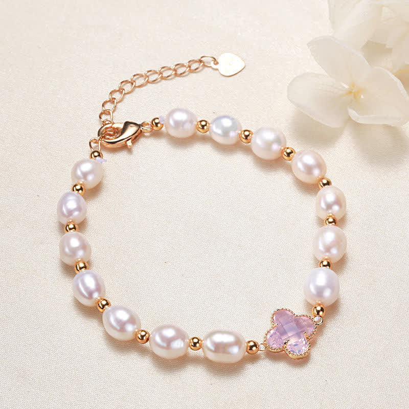 Buddha Stones Armband met klavertje vier en symbool voor welvaart - image 8