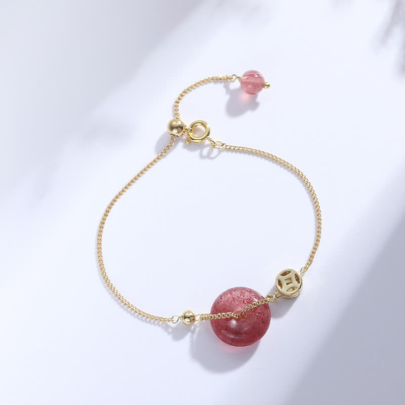 Buddha Stones Aardbeikwarts Vredesgesp Munt Liefde Armband - image 1