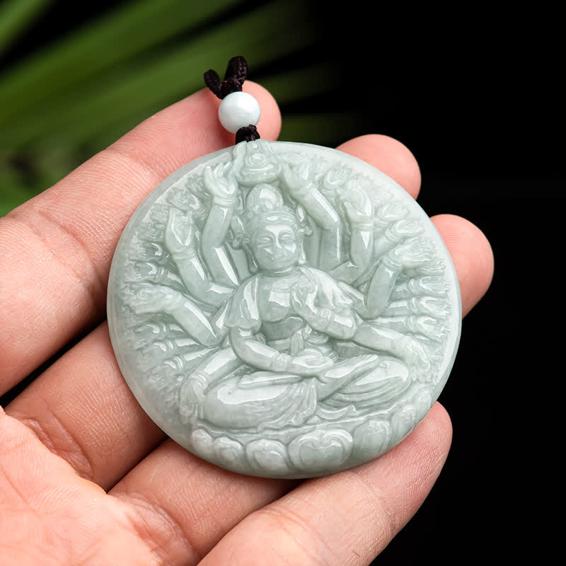 Buddha Stones Duizendhandige Kwan Yin Avalokitesvara Jade Ketting - image 3