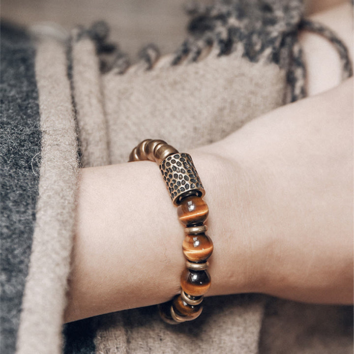 Buddha Stones Beschermende Armband van koper met tijgeroogsteen - image 7