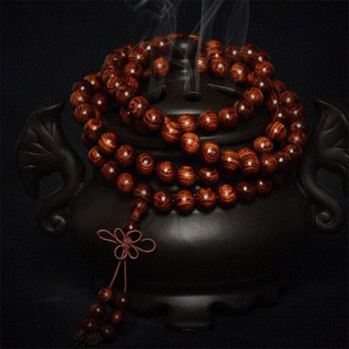 Buddha Stones Armband van Tibetaans palissanderhout met warmte-effect (willekeurig type) - 12mm(108 kralen) - image 5