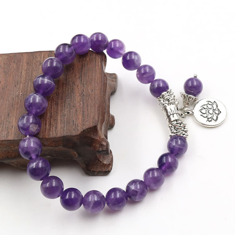 Buddha Stones Amethist kristallen lotus helende balans Armband - image 3