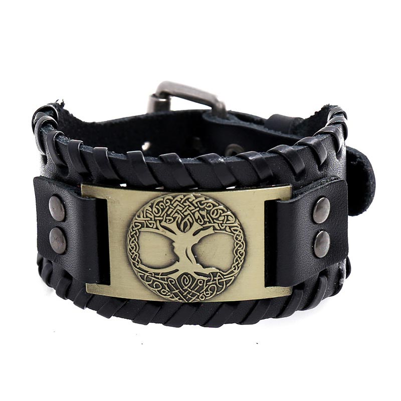 Buddha Stones Geluksarmband Armband van leer - Gouden - image 4